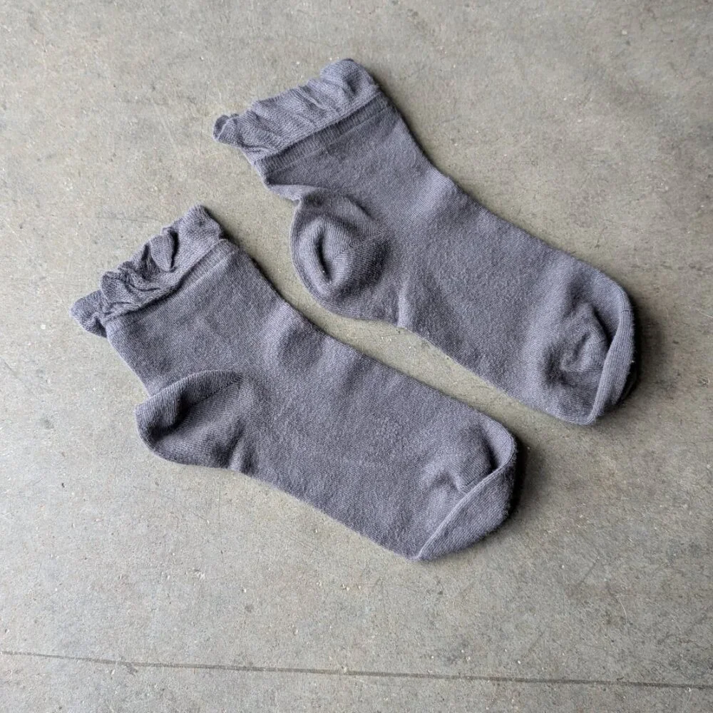 Anthropologie Lemon Adela Ruffle Sock Set of 3 Gray Lavender Orange